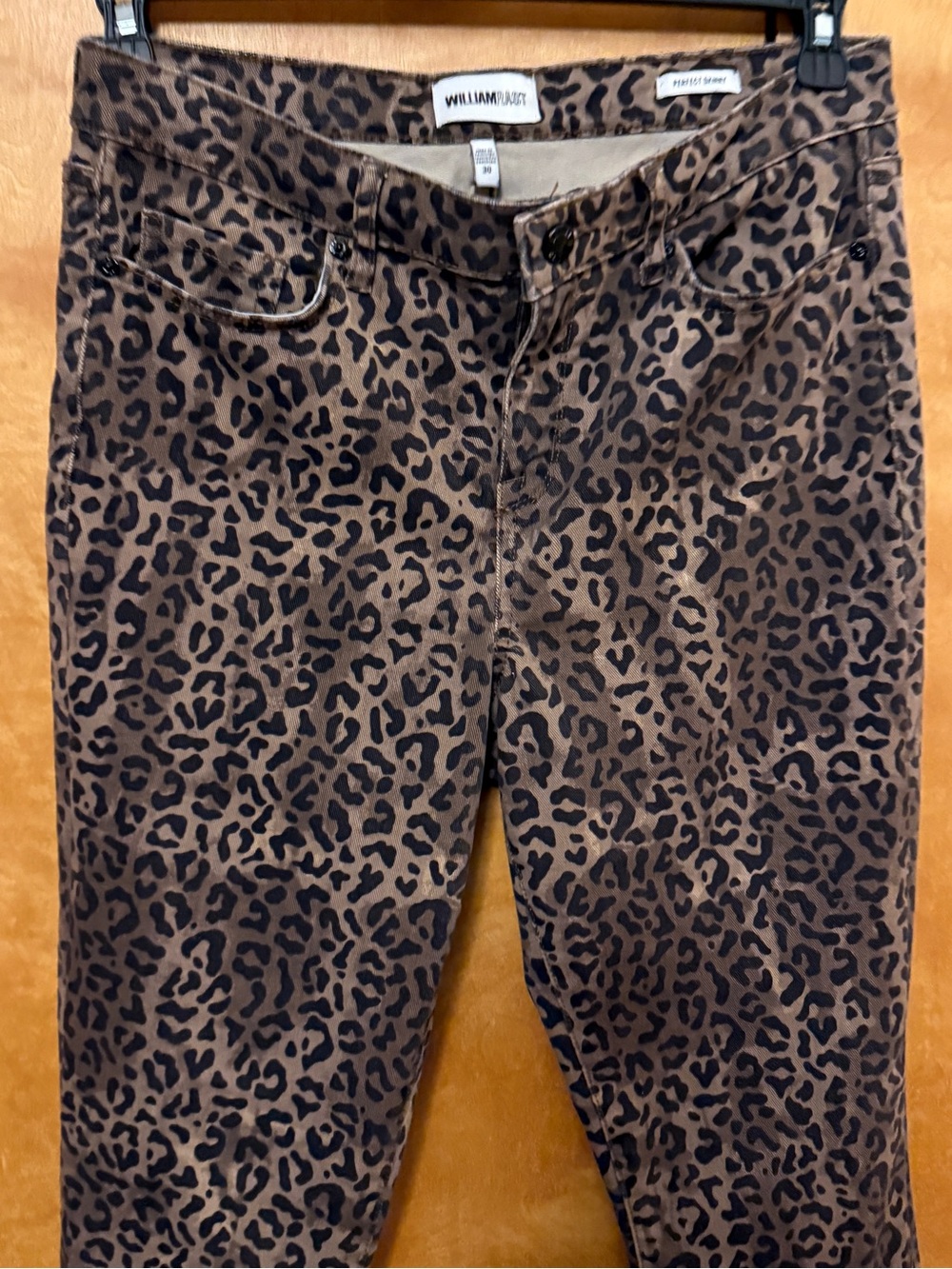 William Rast Leopard-Print Perfect Skinny Jeans in Brown/Black Leopard size 30